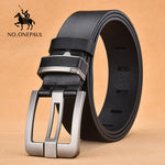 NO.ONEPAUL Men's leather alloy pin buckle jeans belt fashion business cow genuine leather men's youth luxury retro classic belts