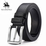 NO.ONEPAUL Men's leather alloy pin buckle jeans belt fashion business cow genuine leather men's youth luxury retro classic belts