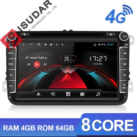 Isudar H53 2 Din 4G Android Car Radio Multimedia For VW/Volkswagen/POLO/Golf/Skoda/Seat/Leon/PASSAT B6 Auto GPS Camera USB DVR