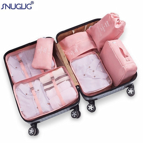 7pcs/set Luggage Organizer Bag Large Waterproof Travel Accessories Polyester Packing Cubes Organiser For Clothing Storage Bags